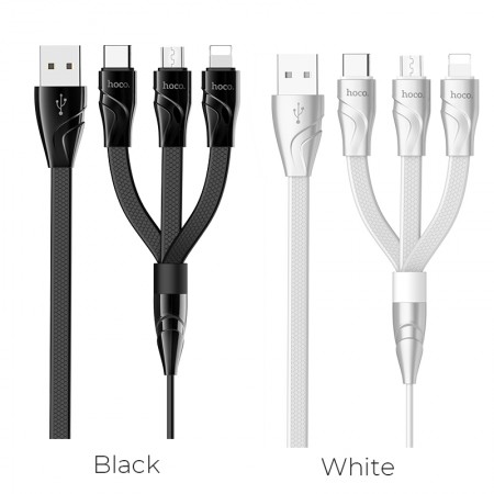 U57 3-In-1 Twisting Charging Data Cable For Lightning+Micro+Type-C U57 3-In-1 Twisting Charging Data Cable For Lightning+Micro+Type-C